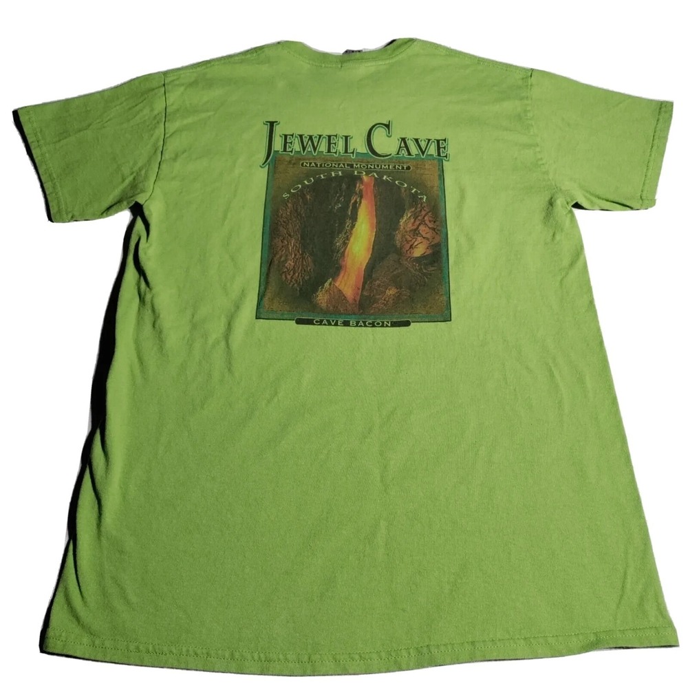 JEWEL CAVE NATIONAL MONUMENT SOUTH DAKOTA Green Medium Short Sleeve Cave Bacon - Picture 1 of 13